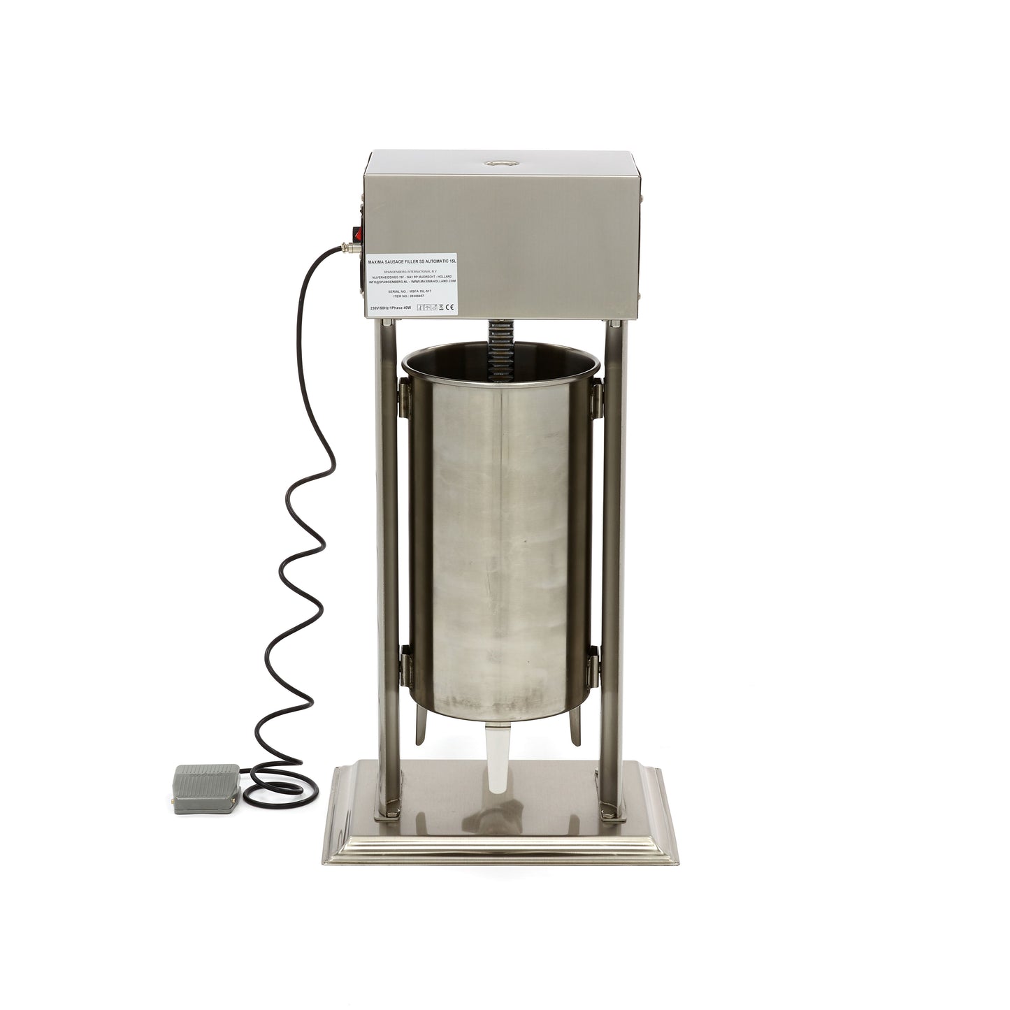 Sausage Stuffer - 15L - Automatic - Vertical - incl 4 Filling Tubes