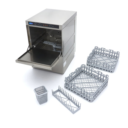 Glass Washer - 35 x 35cm - with Drain, Rinse Aid and Soap Pump